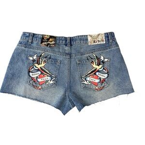 Ed Hardy SWALLOW DENIM SHORTS Size 30 NWT